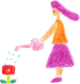 お花に水をやる少女